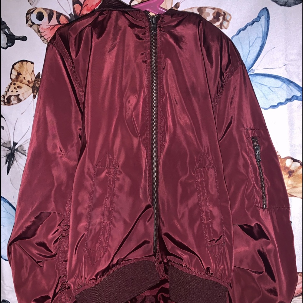 burgundy bomber jacket with hoodie